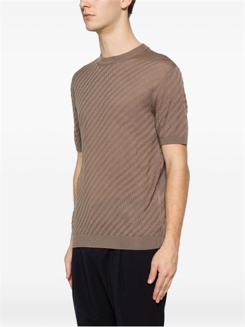 T-shirt in maglia uomo Emporio Armani marrone EMPORIO ARMANI | EM004741AF24573U6285